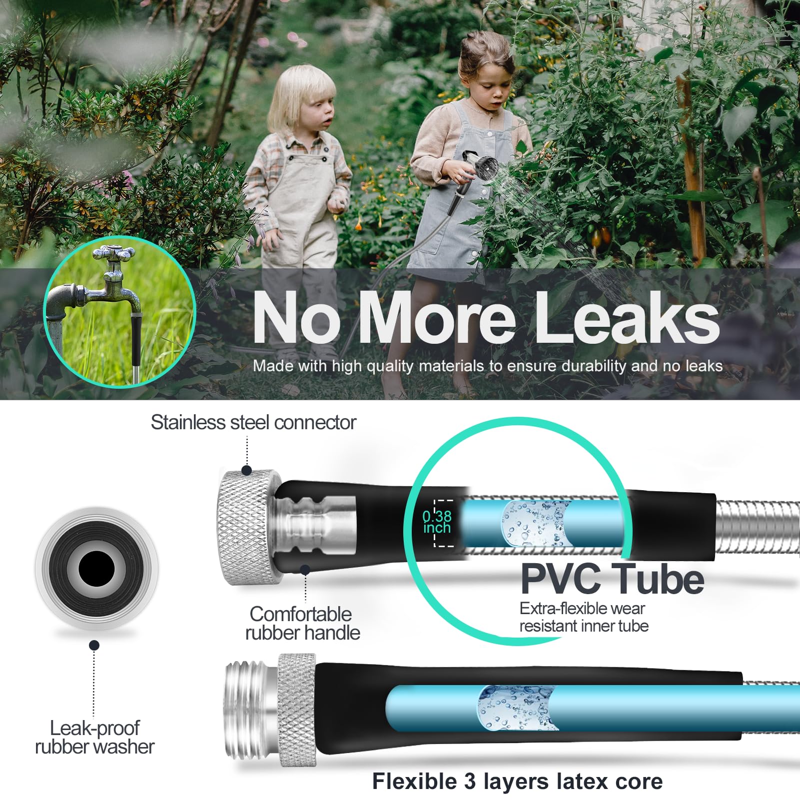 SPECILITE non-kink hose in use, preventing twists during watering.