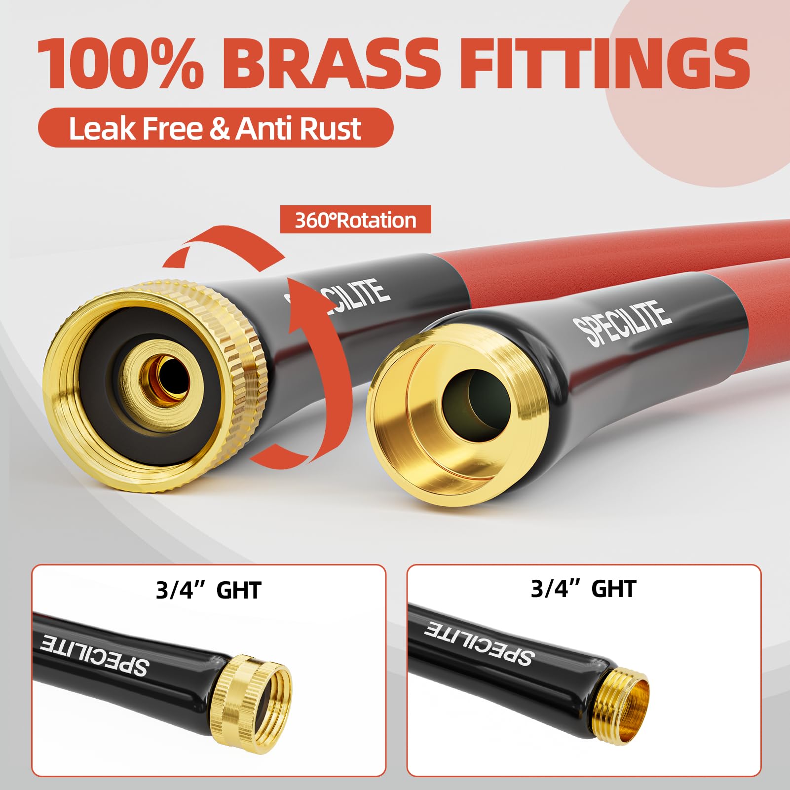 SPECILITE short-leader-hose-5ft-red withstands hot water up to 190°F.
