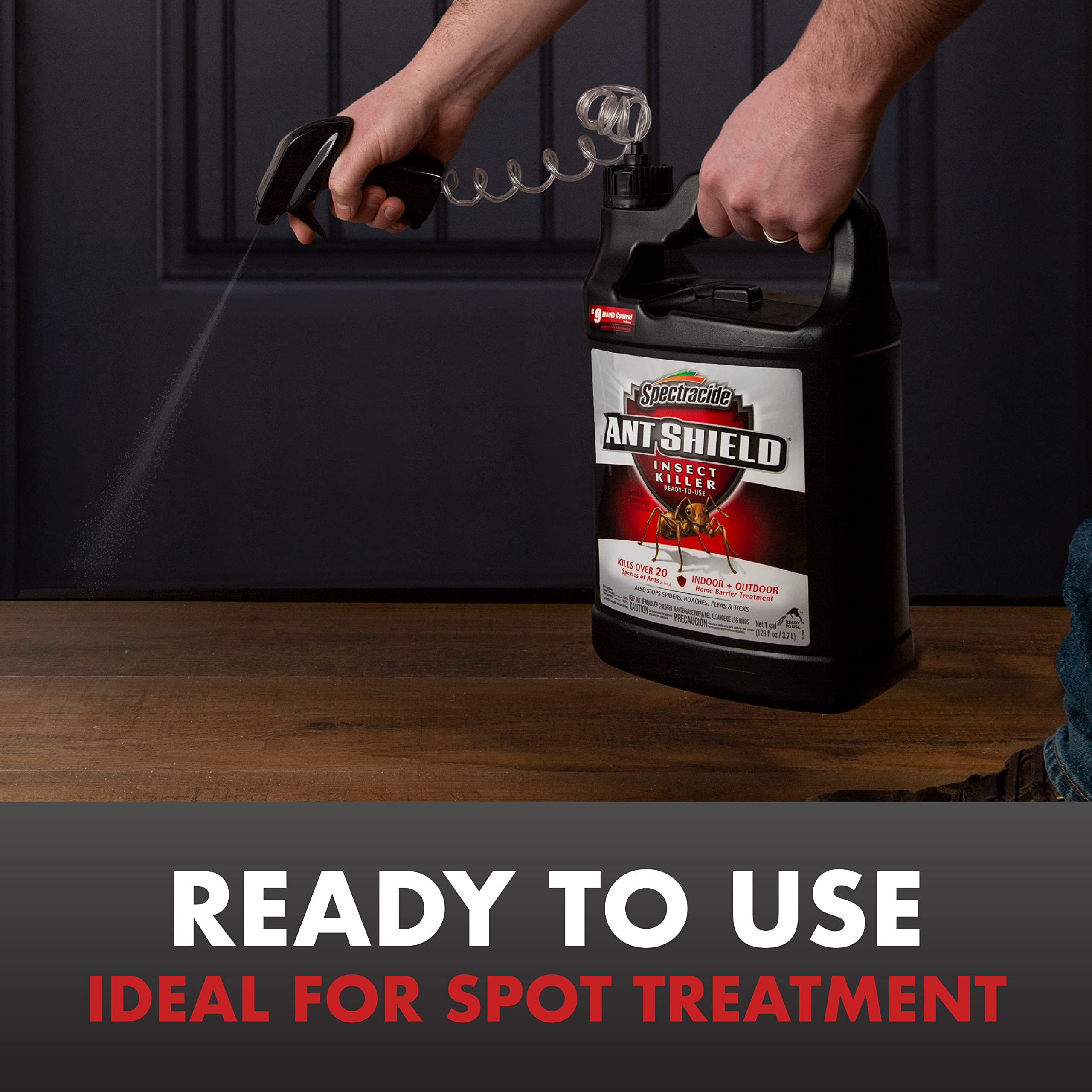 Spectracide Ant Shield demonstrates outdoor coverage up to 800 sq ft.