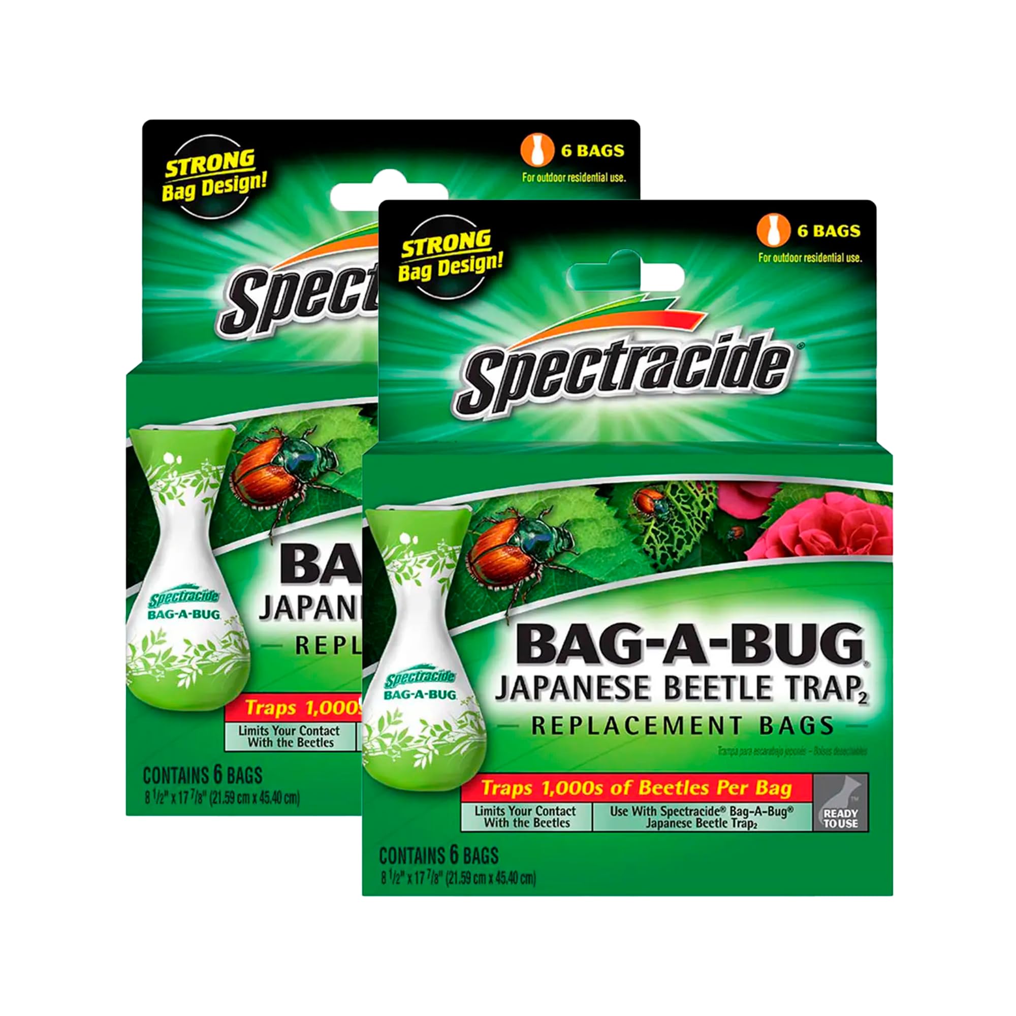 Spectracide Bag-A-Bug replacement bags in a 6-pack ready for beetle trapping.