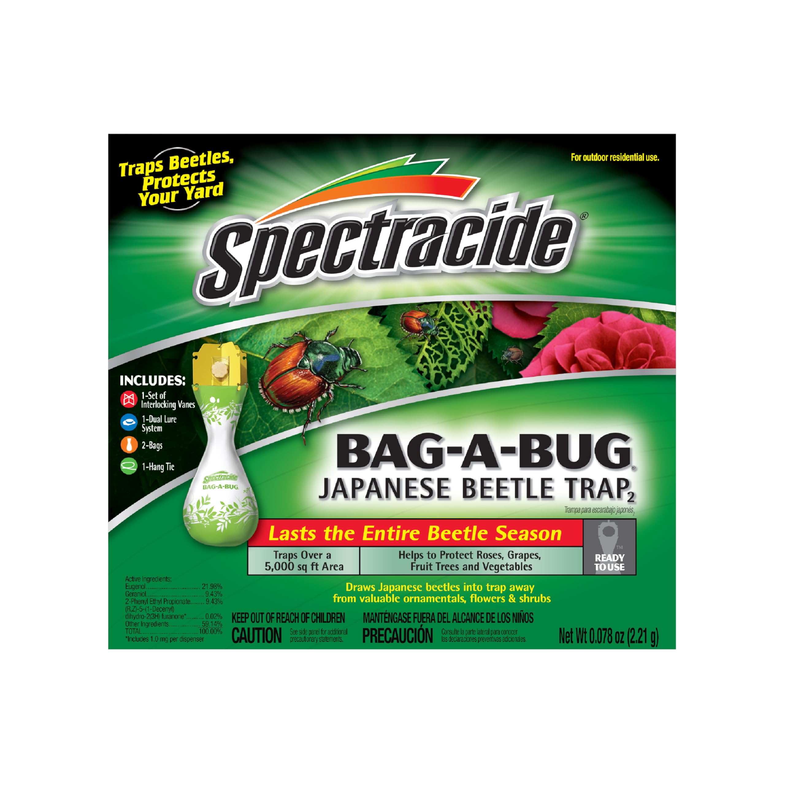 Spectracide Bag-A-Bug trap with dual lure, side view for beetle control