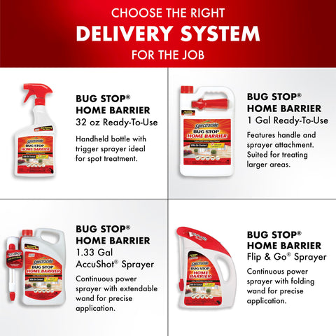 Spectracide Bug Stop Home Barrier2 clear formula illustrating odor-free spray.