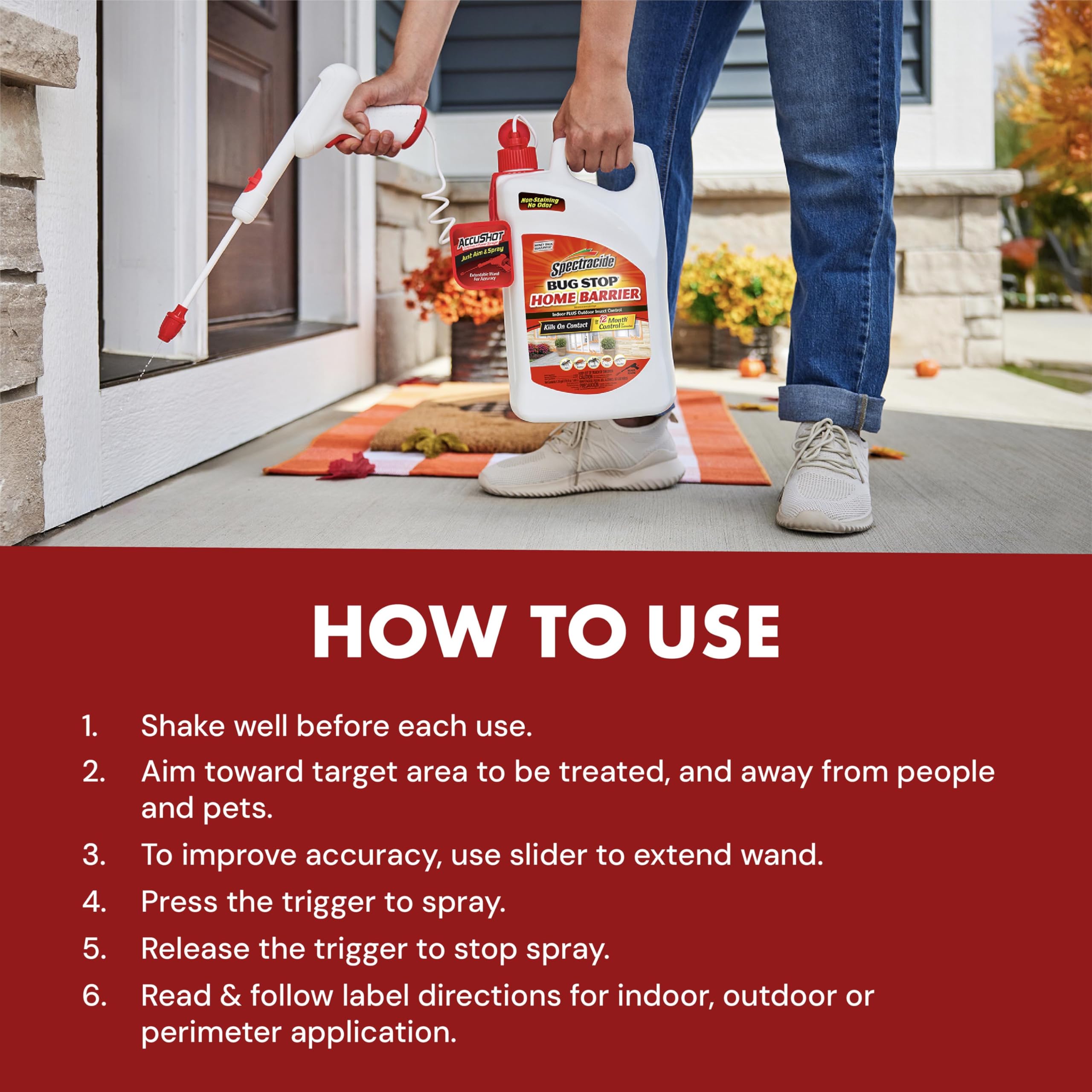 Outdoor foundation surfaces treated with Spectracide Bug Stop Home Barrier.