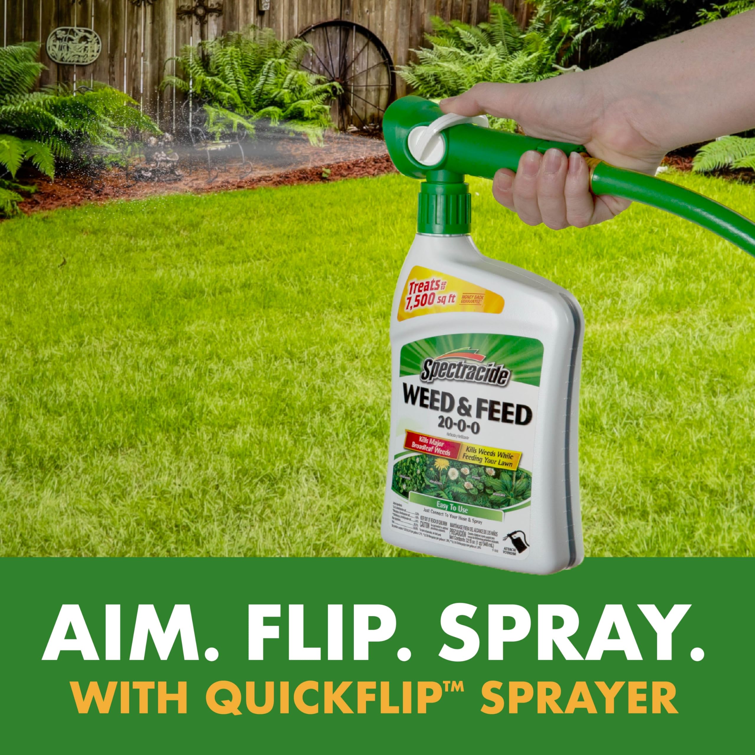 Spectracide dual-action sprayer demonstrates even coverage on weeds and turf.