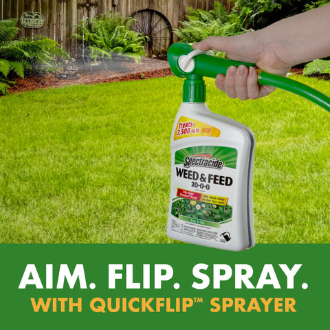 Spectracide dual-action sprayer demonstrates even coverage on weeds and turf.