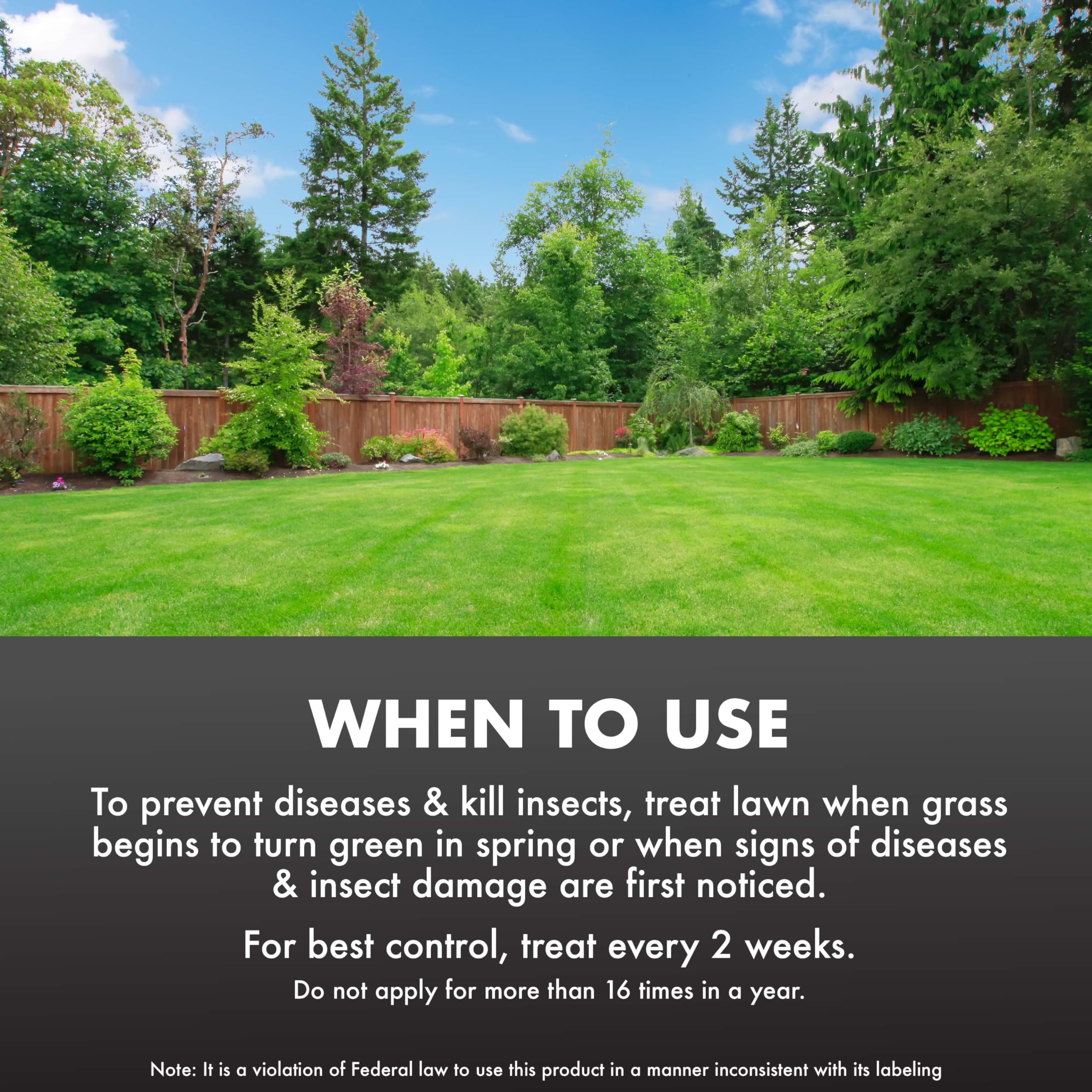 Insect control targets ants, sod webworms, fleas, and brown dog ticks on contact.
