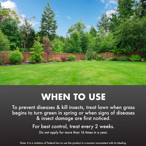 Insect control targets ants, sod webworms, fleas, and brown dog ticks on contact.