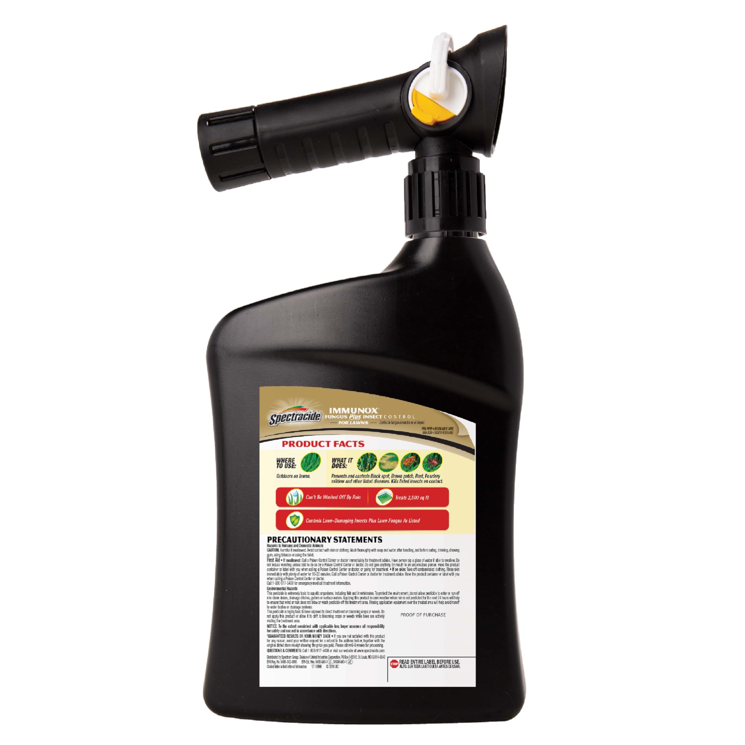 Coverage up to 2,500 square feet supports typical residential lawns.