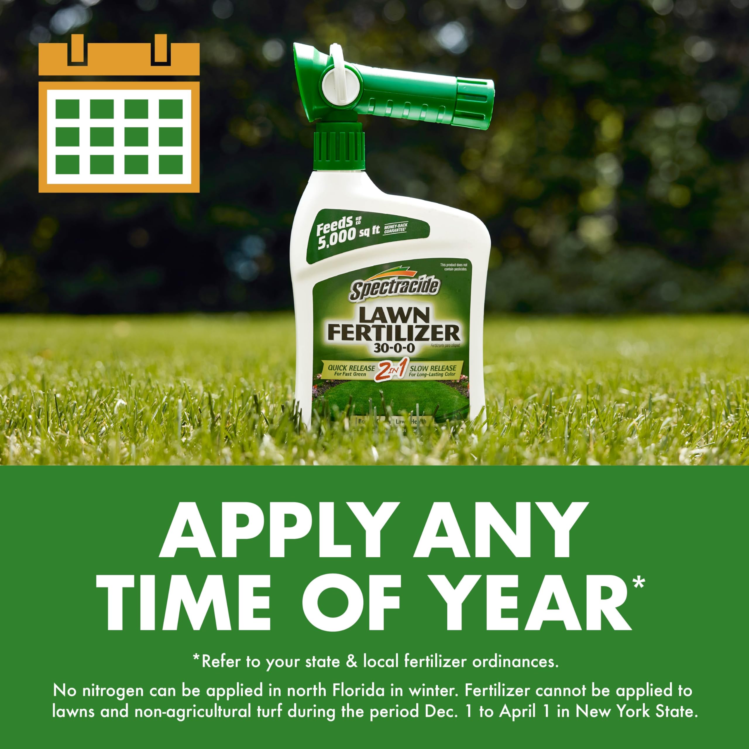 Spectracide 30-0-0 promotes deep roots and strong lawn growth.
