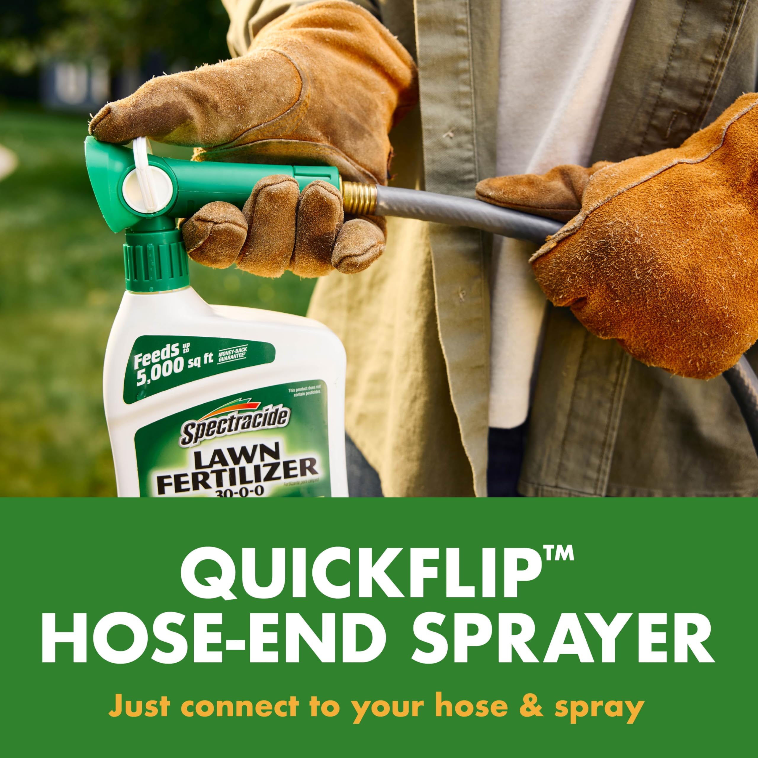 Spectracide 30-0-0 with QuickFlip enables spray-ready application.