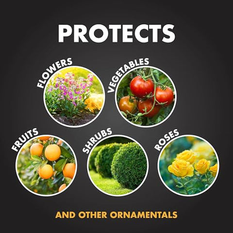 Spectracide Malathion on vegetables and fruits for garden protection.