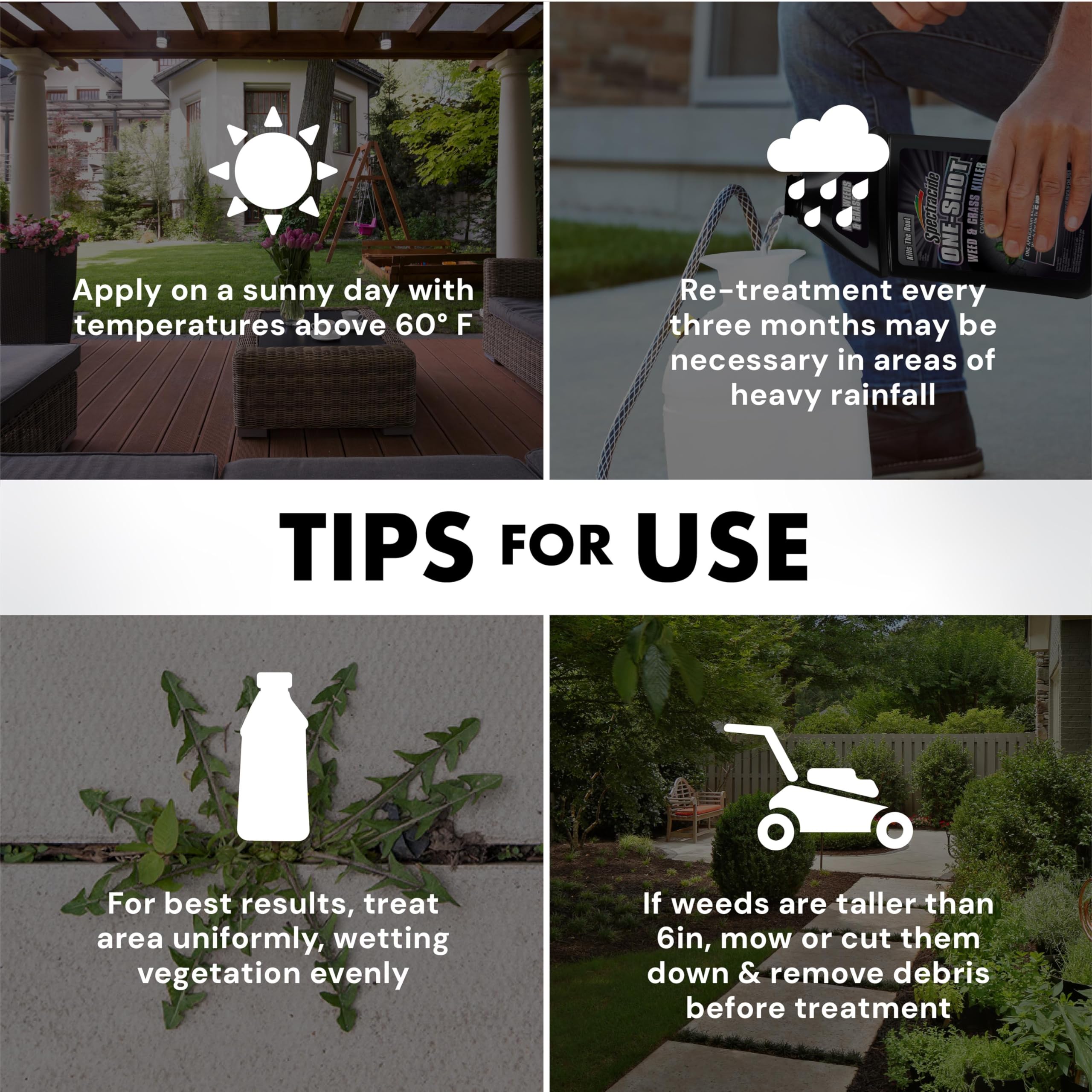 Spectracide One-Shot safety label advises avoiding desirable plants and animals.