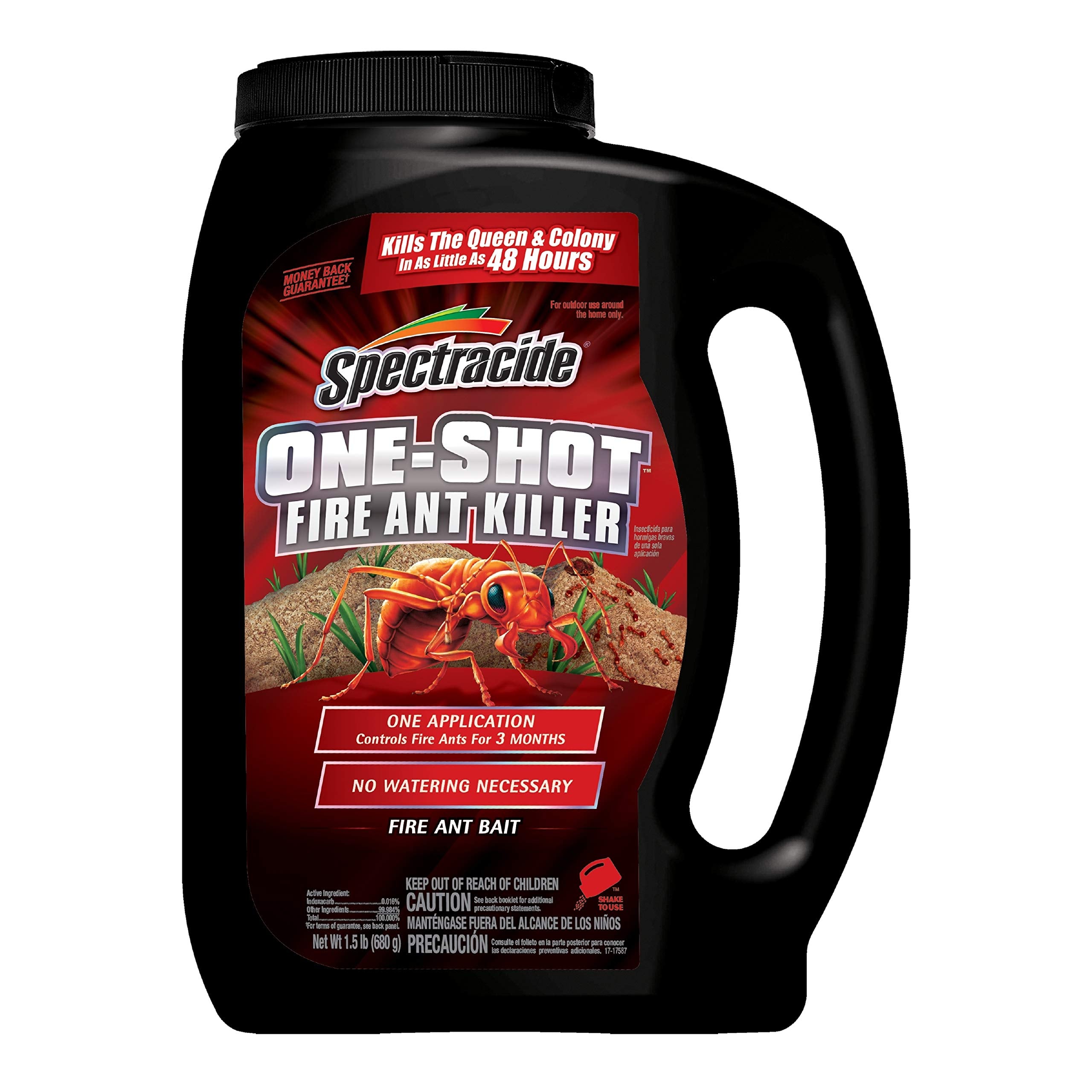 Spectracide One Shot fire ant bait granules ready for mound treatment and lawn broadcast