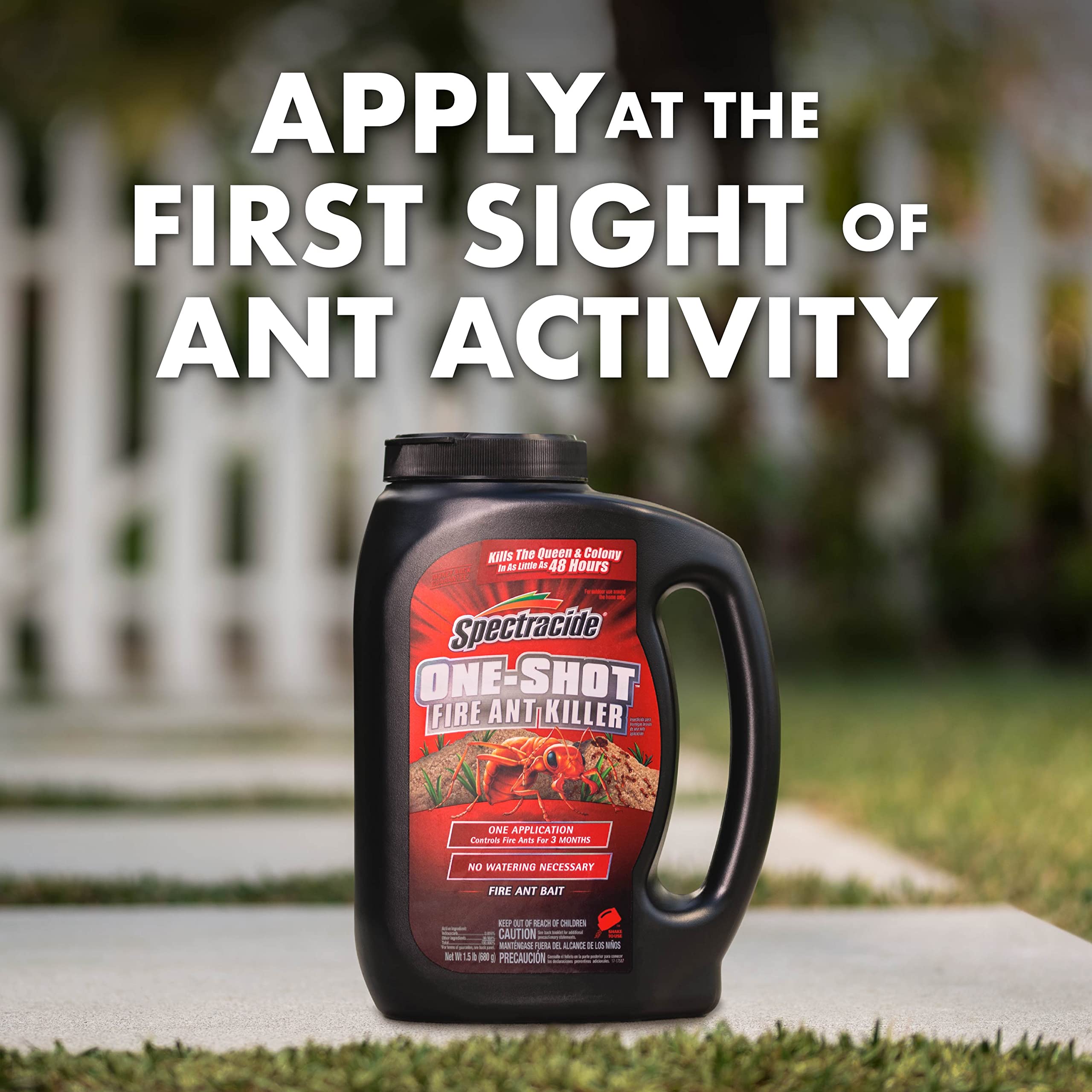 Broadcast treatment across a sunny lawn for broad coverage