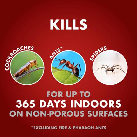 Spectracide One-Shot targets cockroaches, ants, and spiders on contact