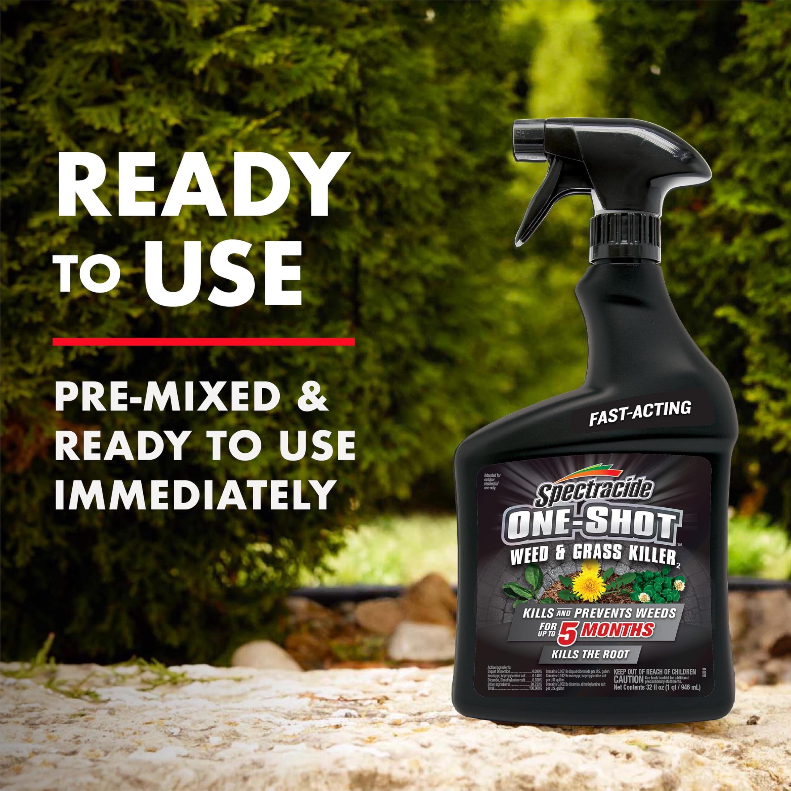 Spectracide One-Shot Weed Killer covers driveway areas for broader weed control.