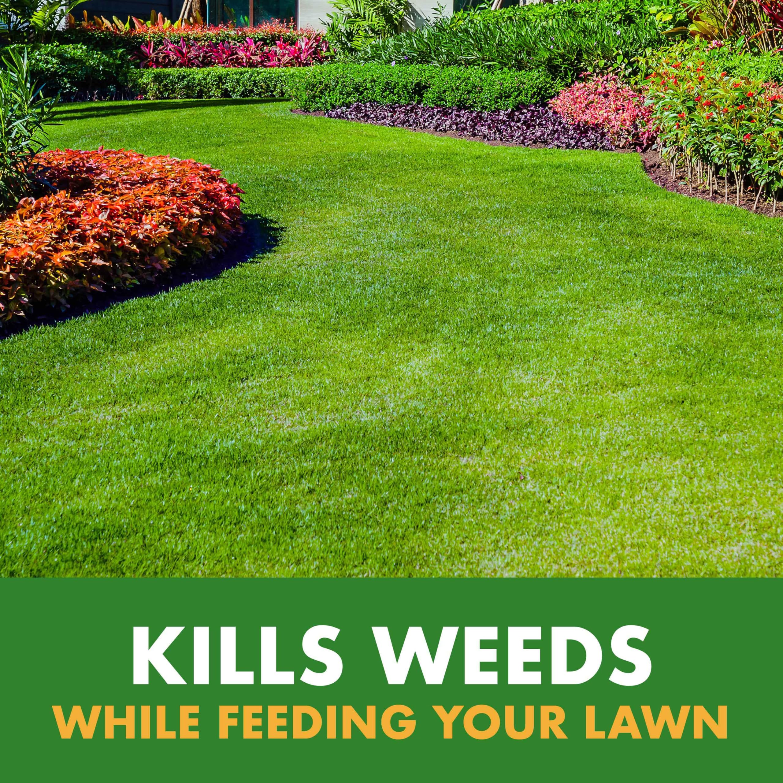 QuickFlip sprayer attached to Spectracide bottle enables easy hose-end application for lawns.