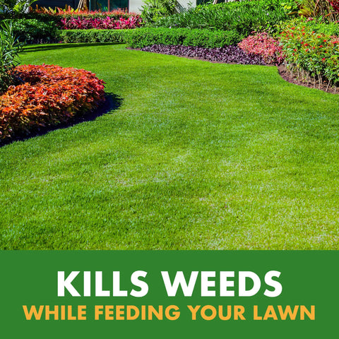 QuickFlip sprayer attached to Spectracide bottle enables easy hose-end application for lawns.