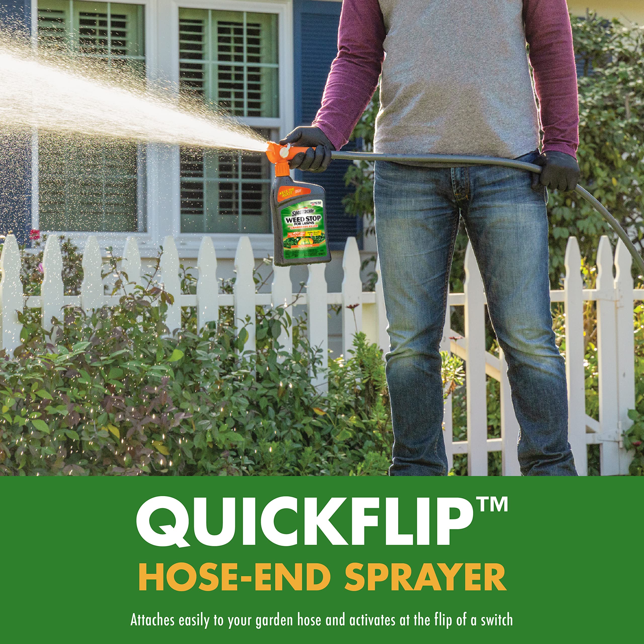 Spectracide Rainproof action emphasizes lasting effectiveness after rainfall.