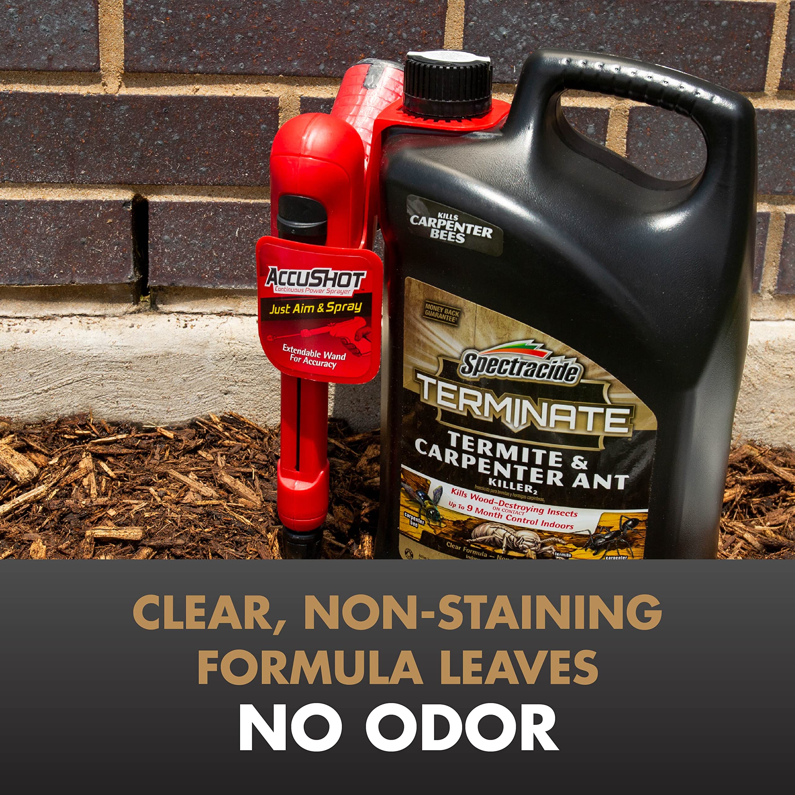 Spectracide Terminate non-staining formula leaves no visible residue after use.
