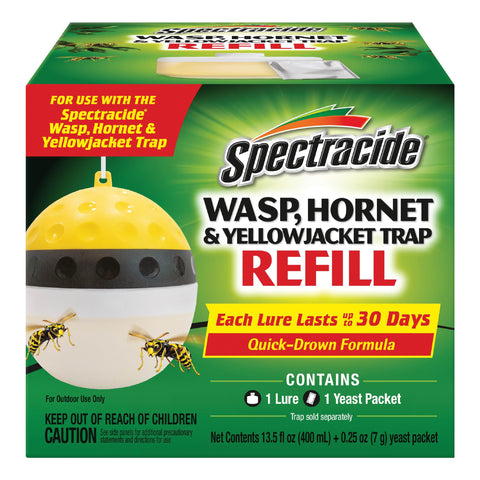 Spectracide Wasp & Hornet Trap Refill bottle showing lure for outdoor pest control