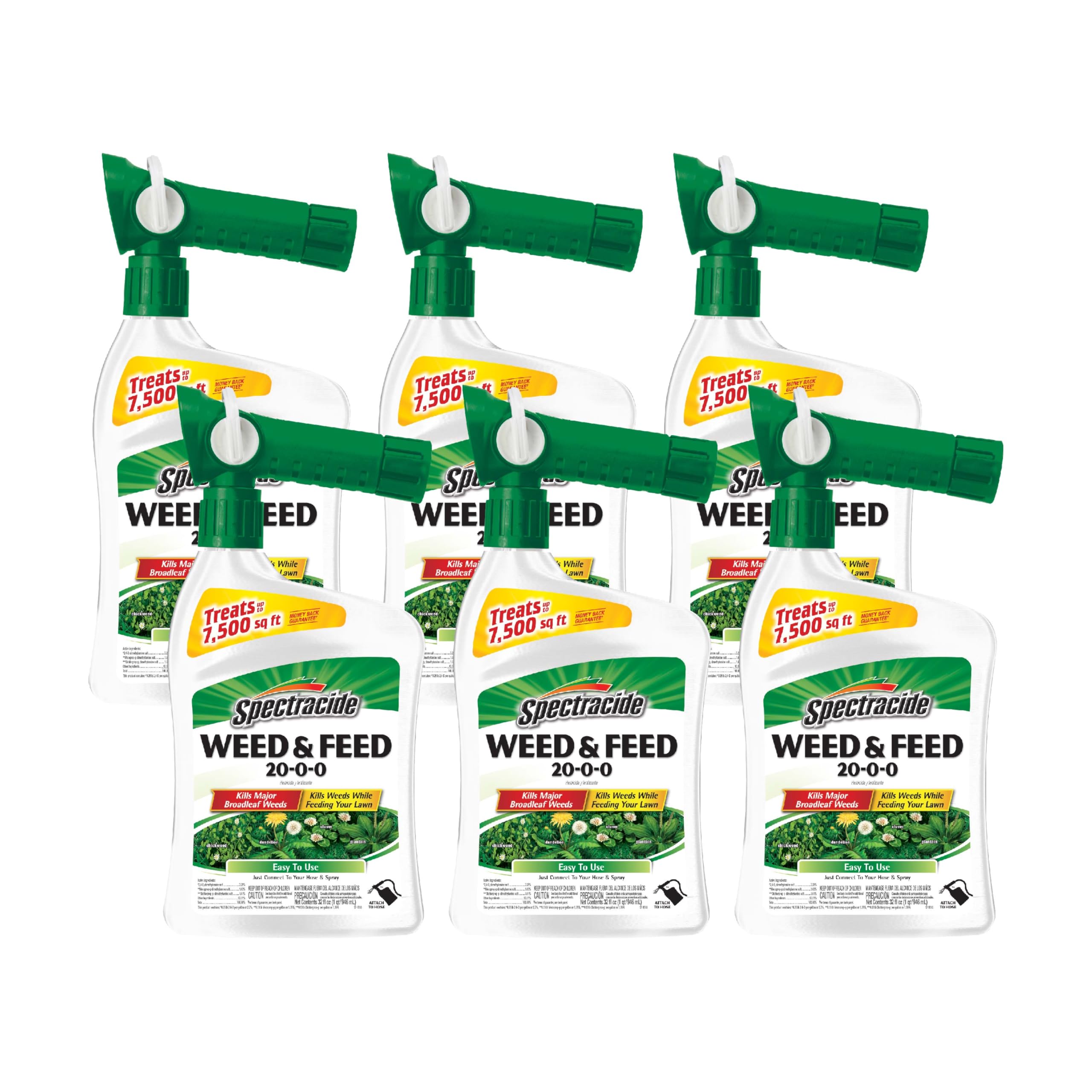 Spectracide Weed and Feed bottle with QuickFlip sprayer for easy lawn treatment