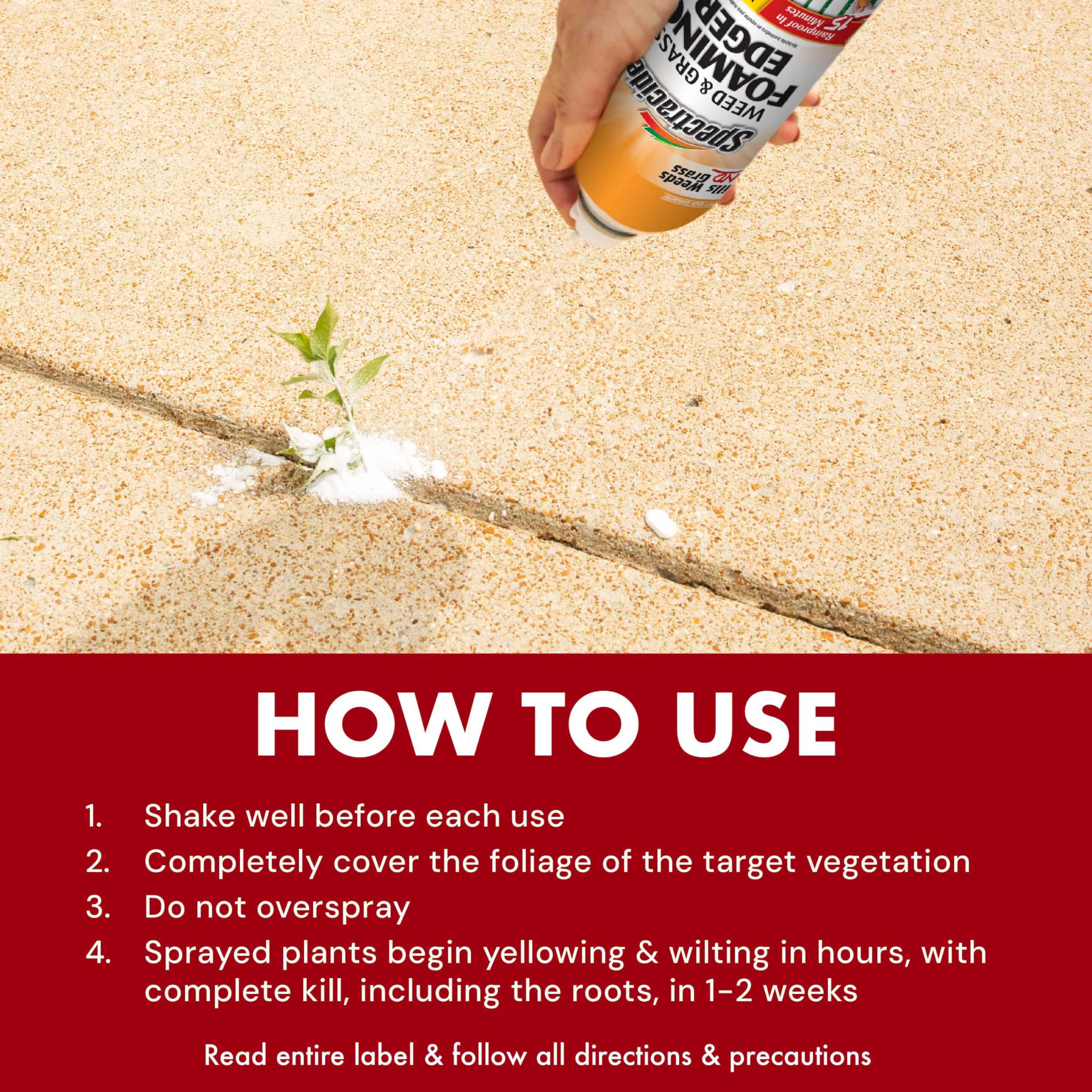 Visible wilting of sprayed weeds within hours.