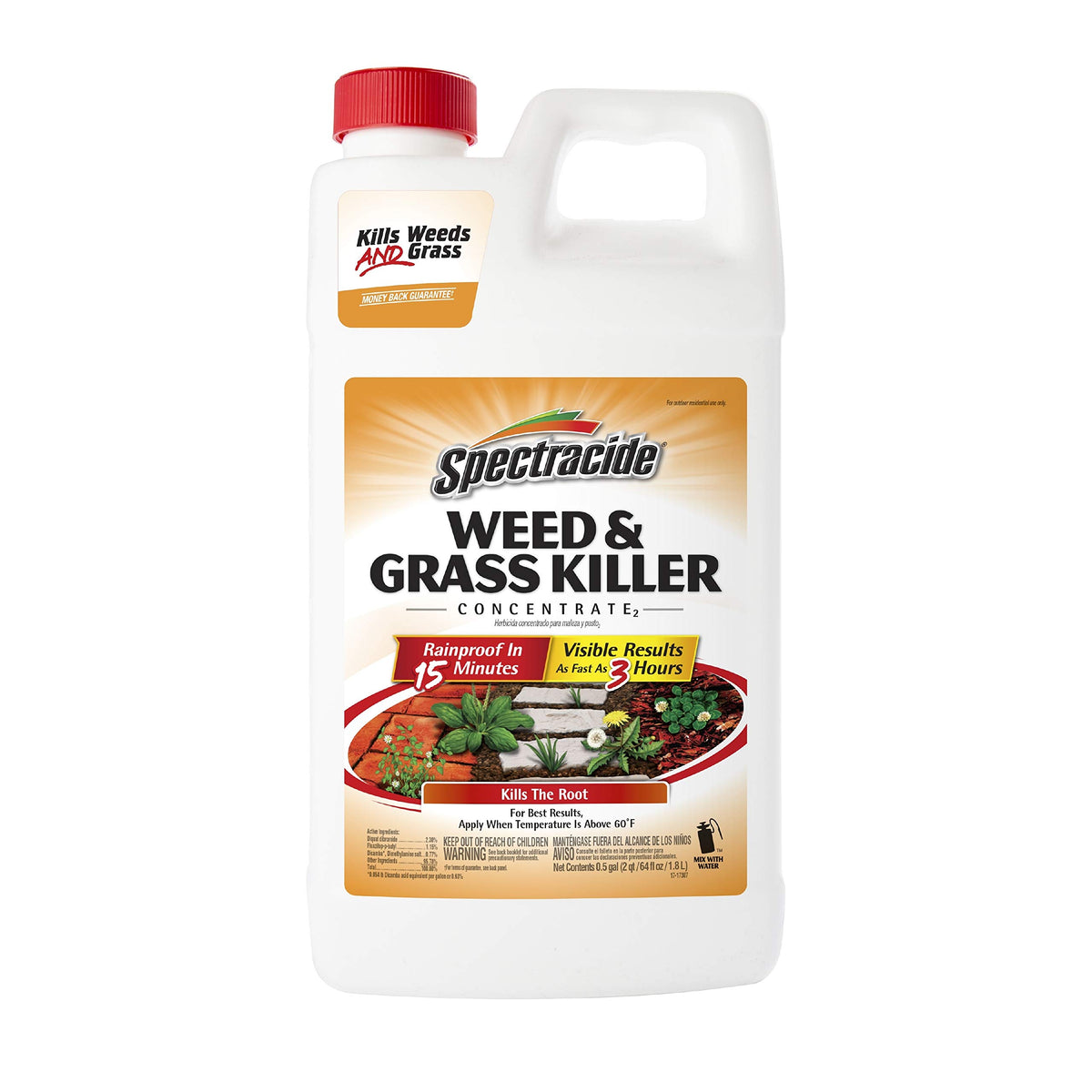 Spectracide Weed Killer Concentrate bottle being poured for spot treatment on cracks