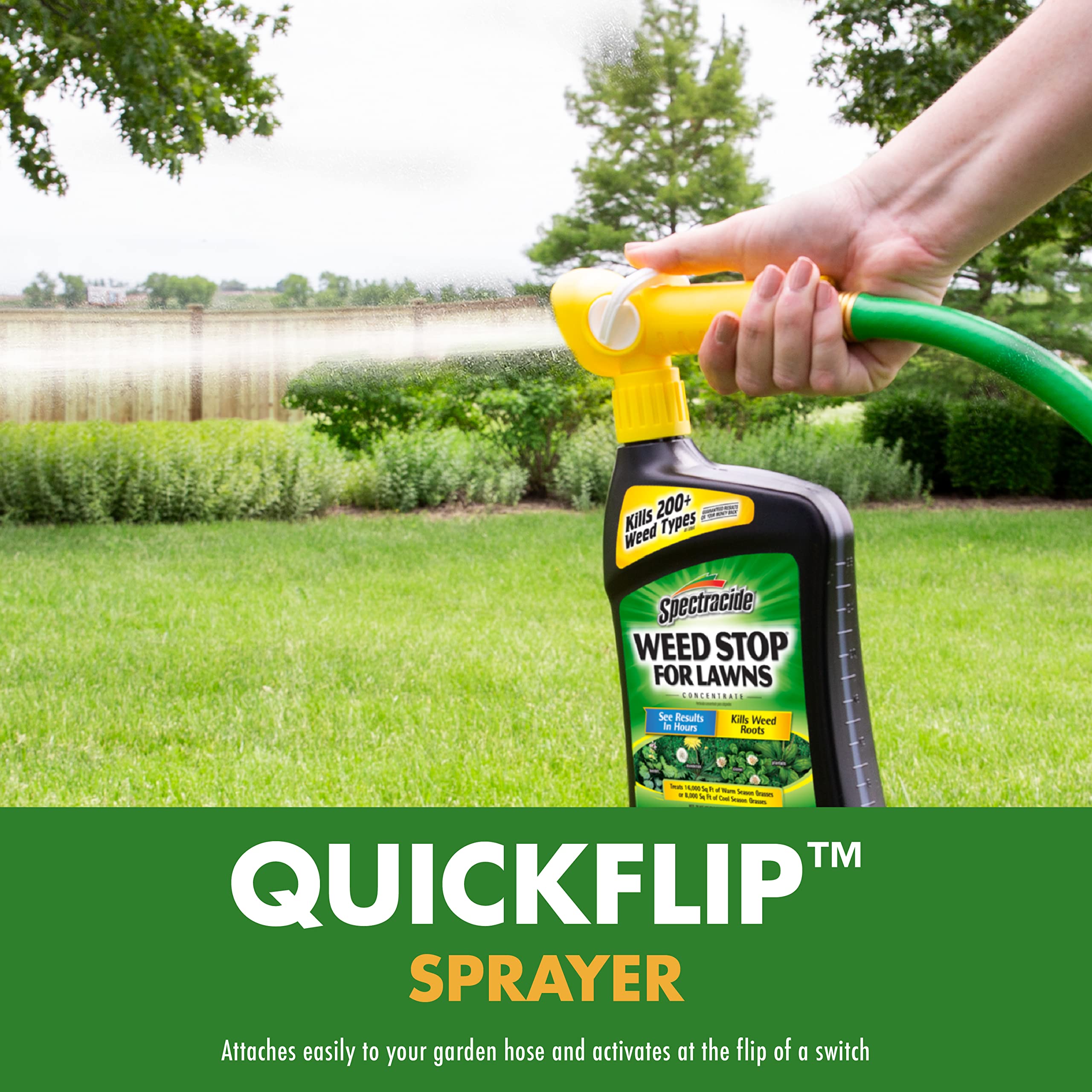 Spectracide Weed Stop concentrates cover up to 16,000 square feet per bottle.