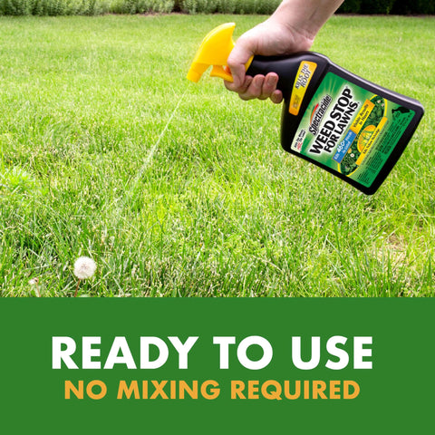Spectracide Weed Stop for Lawns 460 weeds listed targeted by product.