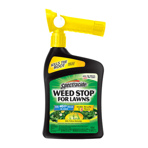 Spectracide Weed Stop for Lawns bottle ready for fast weed control on lawns