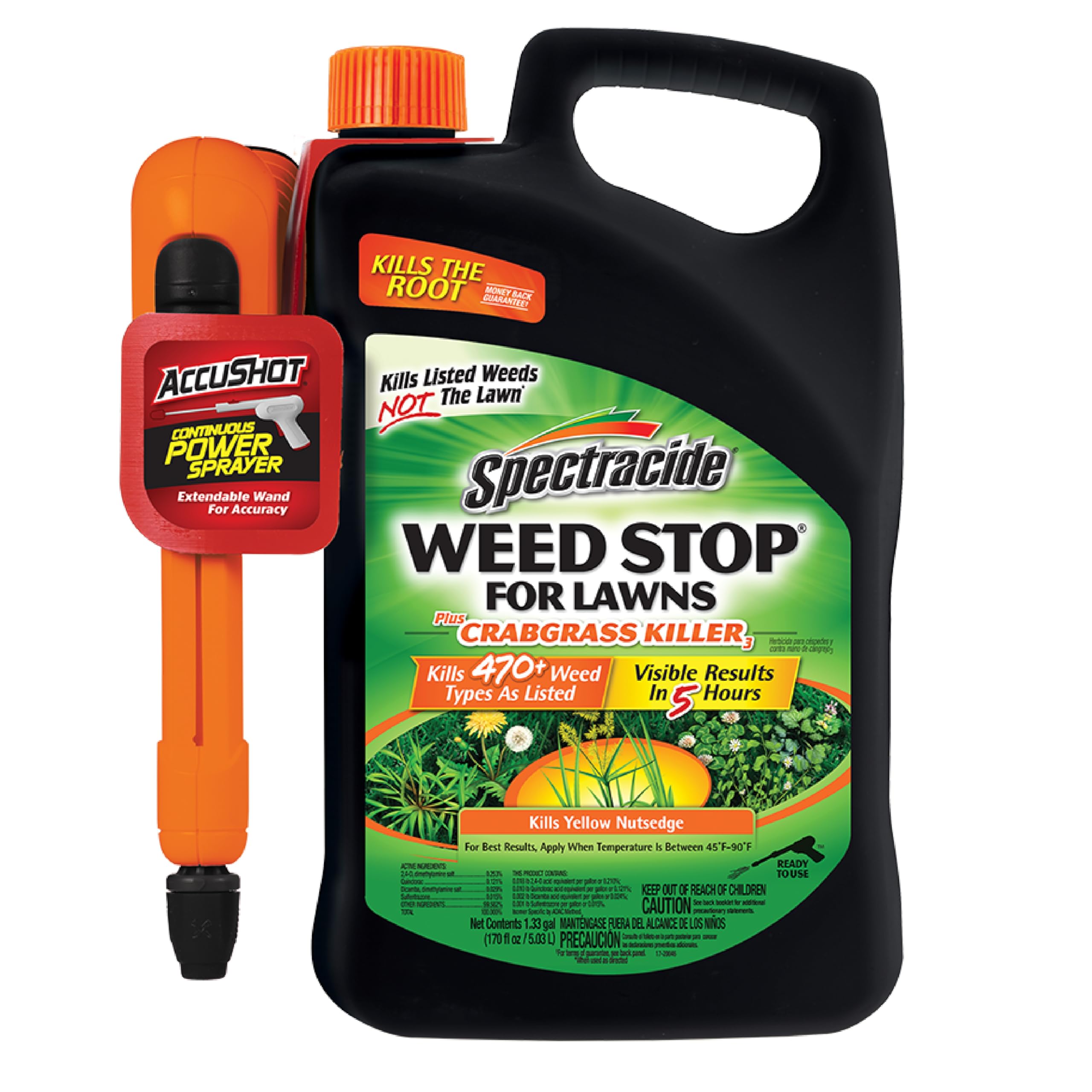 Spectracide Weed Stop for Lawns with AccuShot spraying crabgrass without harming the lawn.