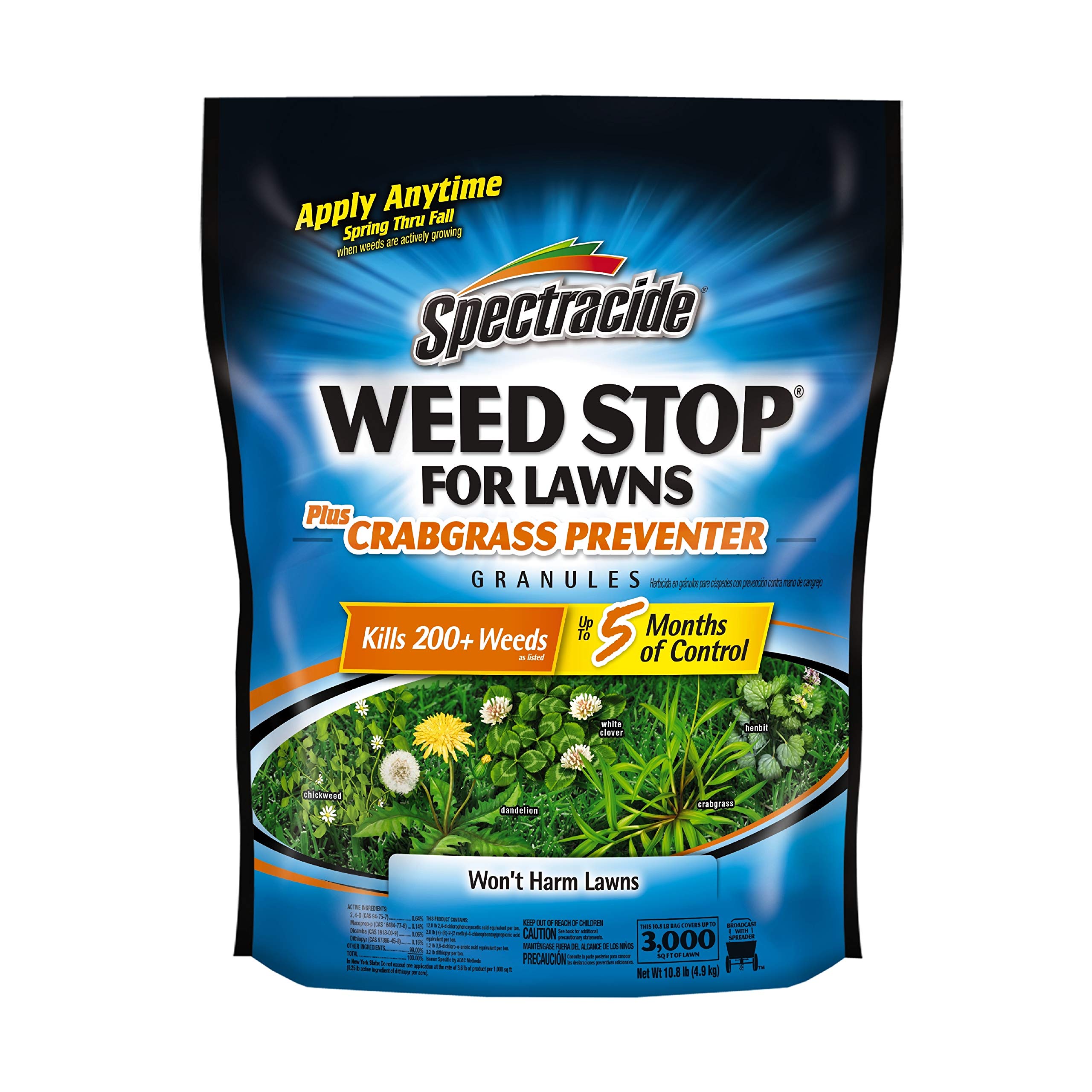 Spectracide Weed Stop for Lawns bag front view ready to protect your lawn.
