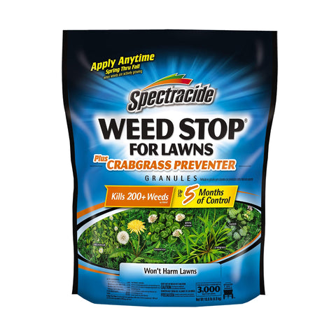 Spectracide Weed Stop for Lawns bag front view ready to protect your lawn.
