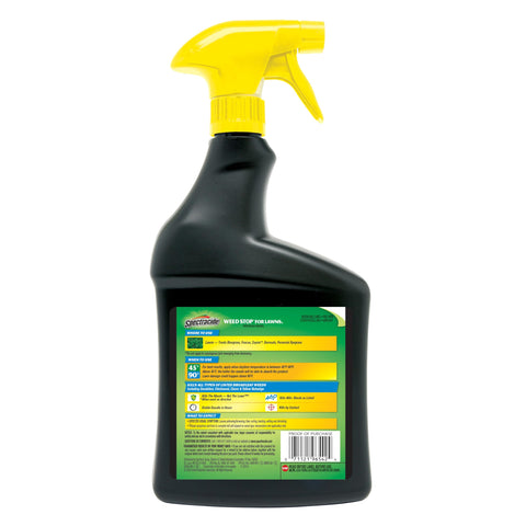 Spectracide Weed Stop for Lawns yellow nutsedge control near garden beds.