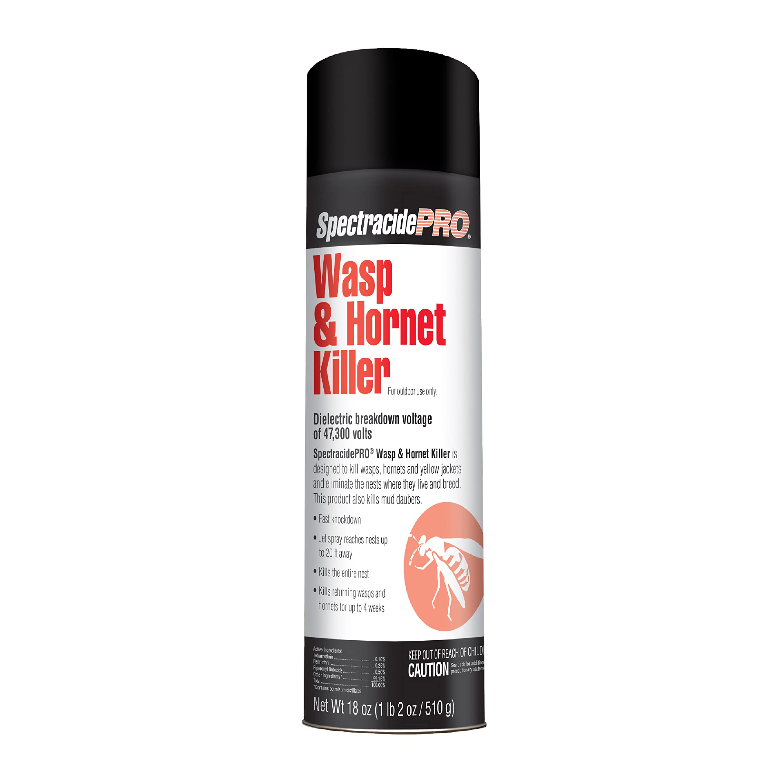 SpectracidePRO Wasp & Hornet Killer jet spray reaches distant nests for outdoor use.