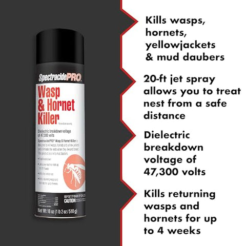 SpectracidePRO Wasp & Hornet Killer nest elimination kills the entire nest outdoors.
