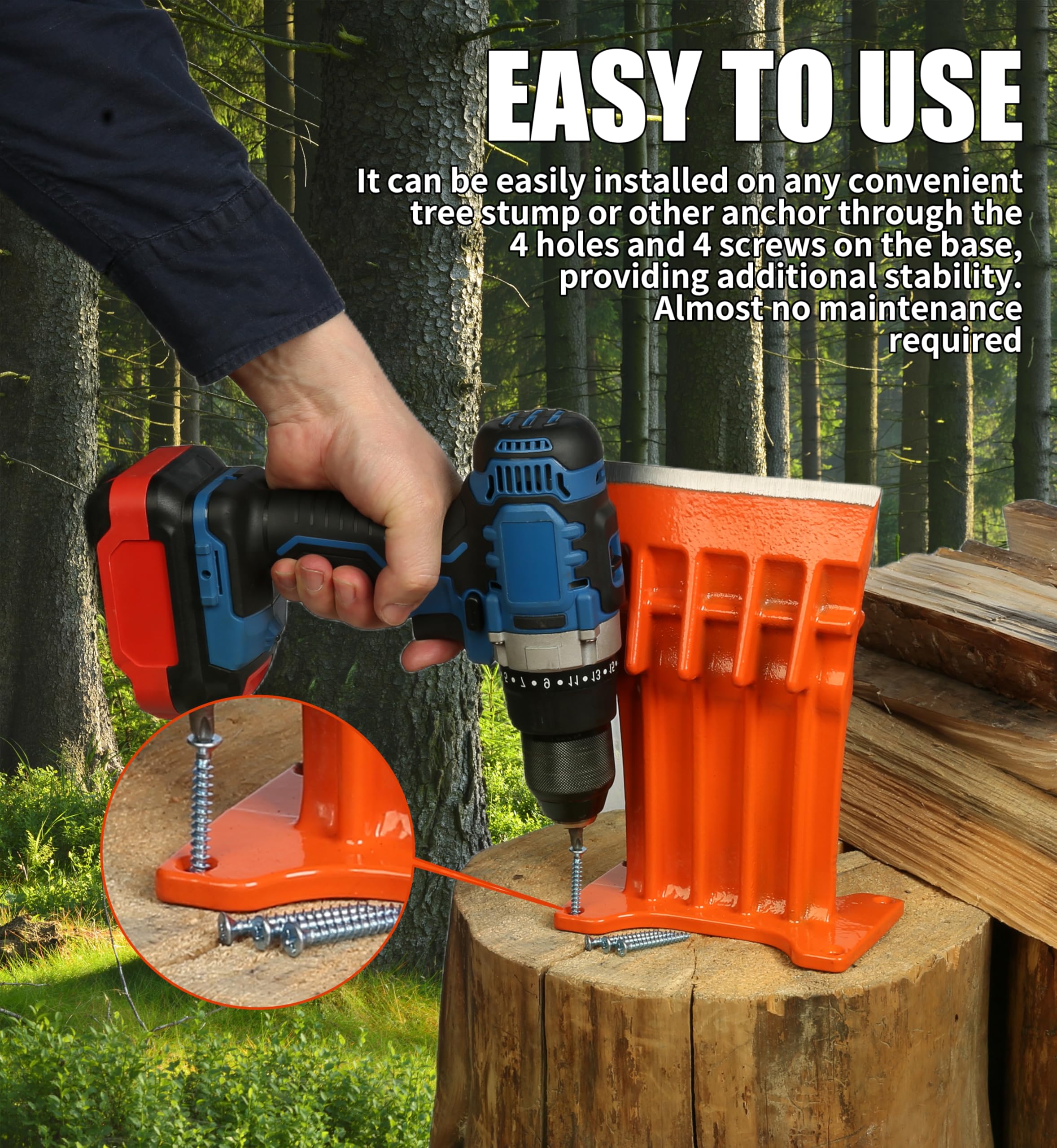 SPEED FORCE angled fins prevent jams during log splitting