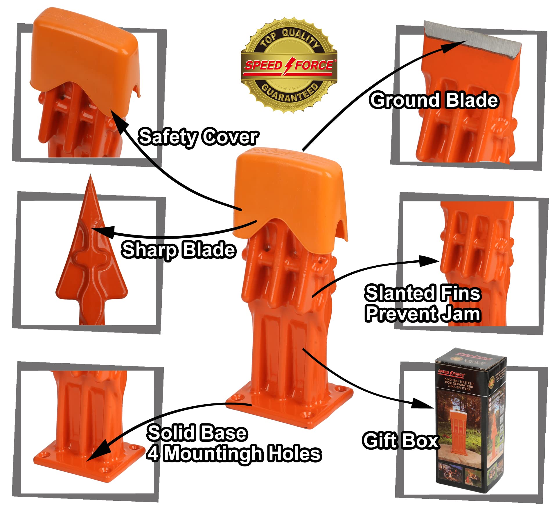 Speed Force mount base secures the tool to a stump for stability.