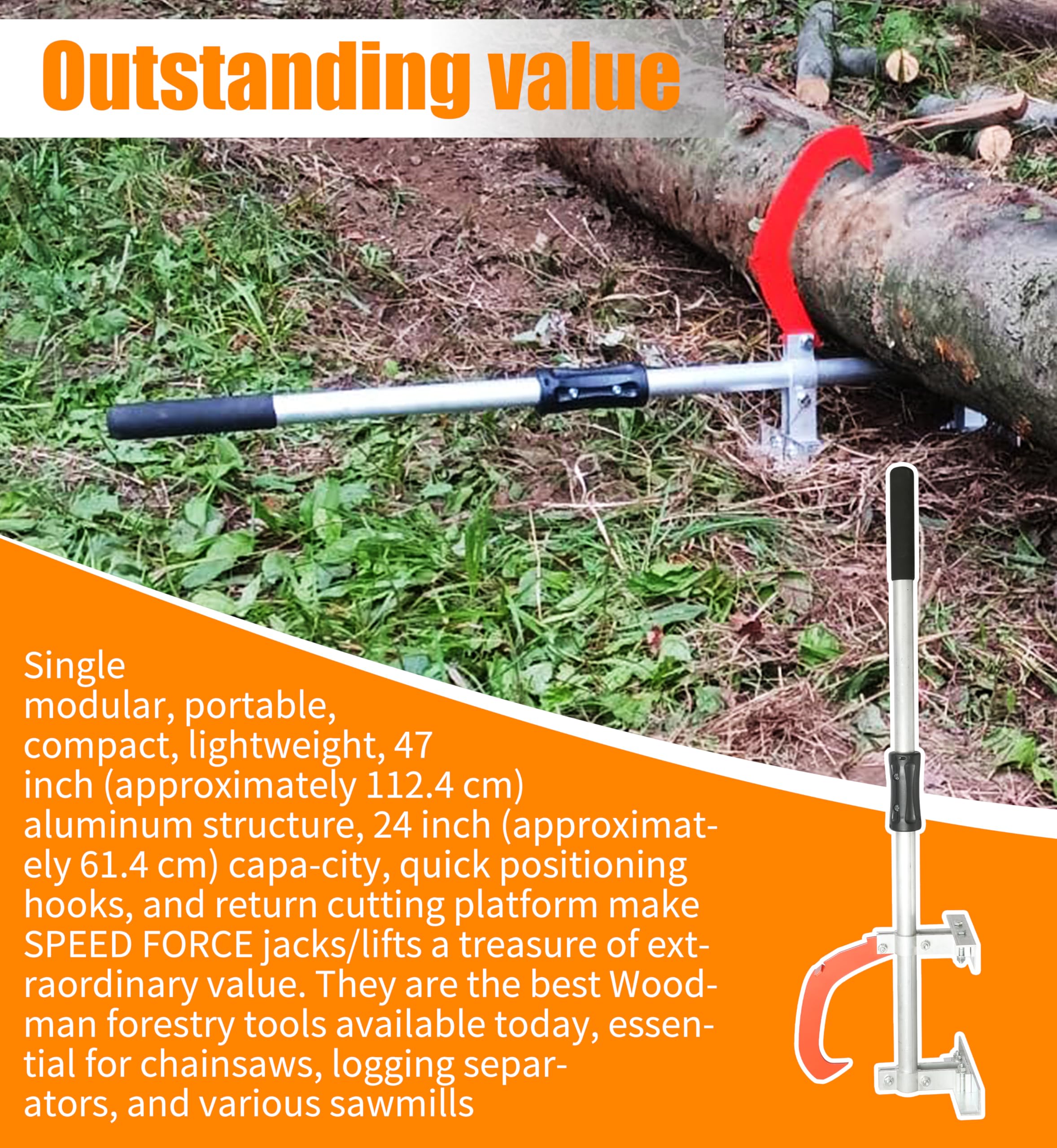 Speed Force TimberJack Back-Saving Design helps buck logs with less effort and strain.