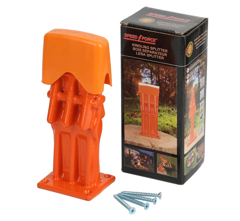 Speed Force wedge-point splits firewood cleanly for faster kindling.