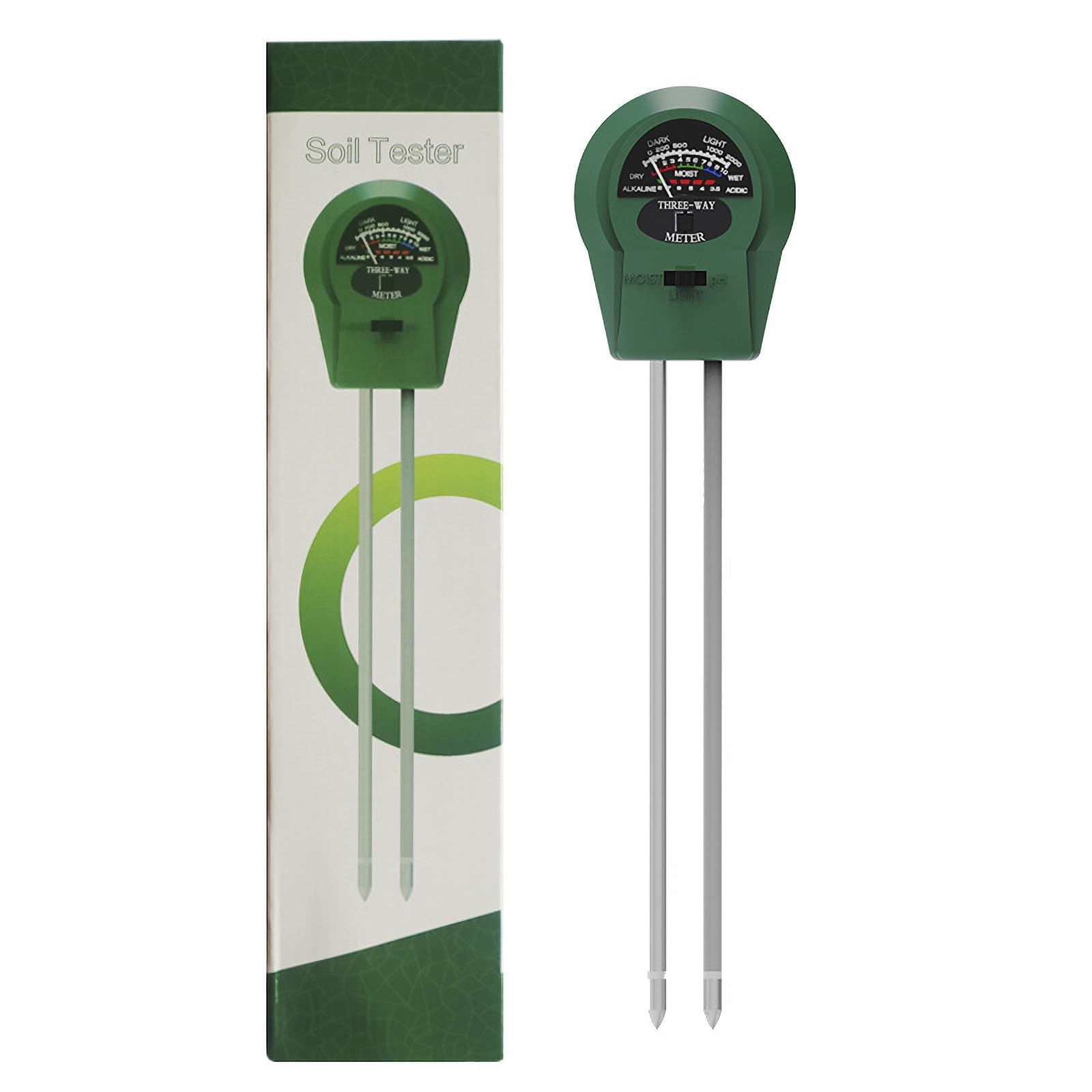 Speedinistic 3-in-1 soil tester checks moisture and sunlight for healthy garden plants.