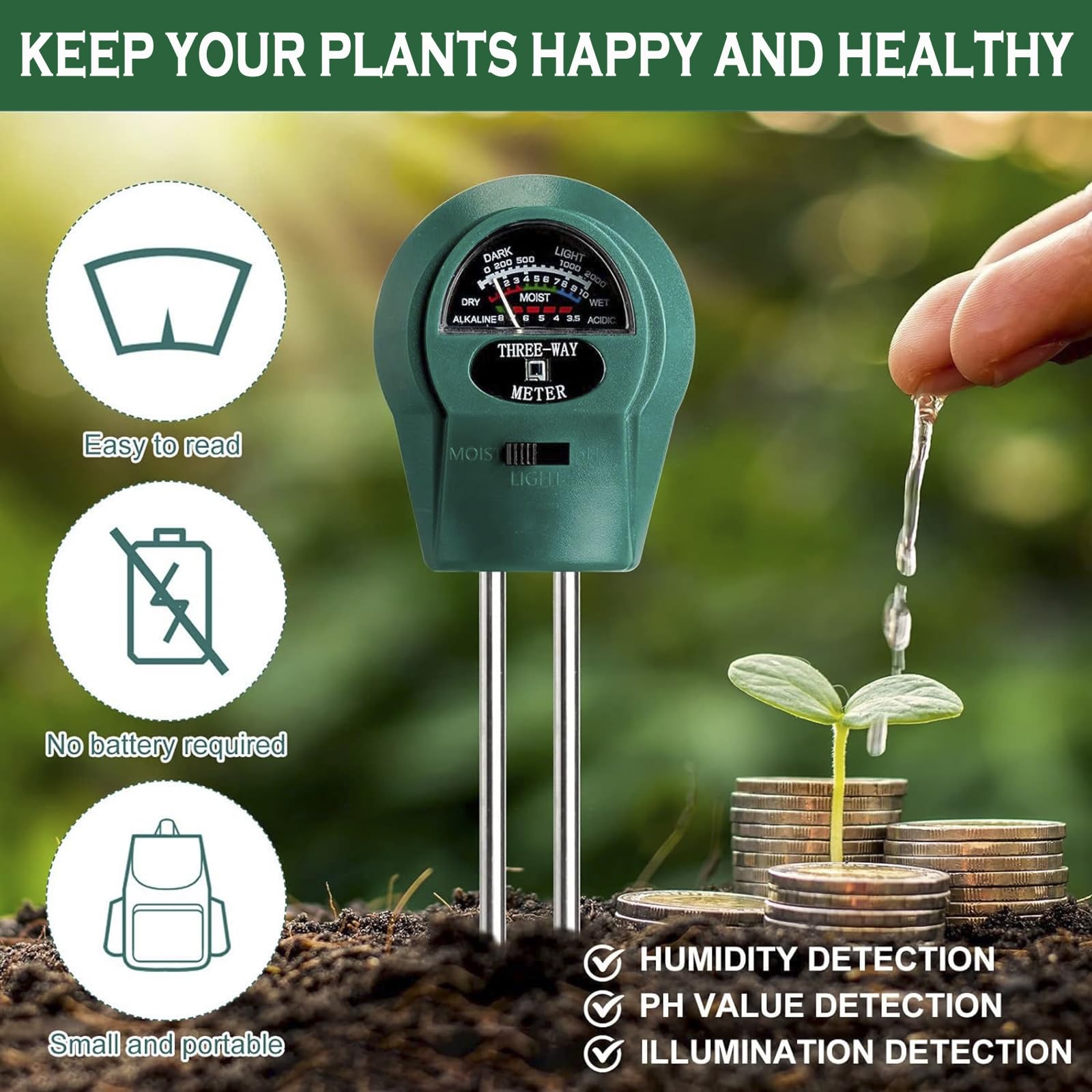 Speedinistic indoor-outdoor soil tester helps monitor pH near houseplants.