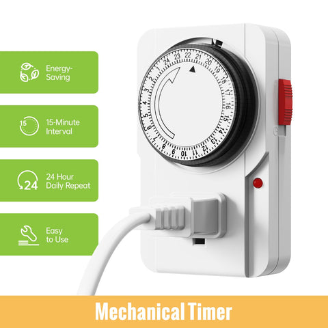 SpeePlant 24-hour mechanical timer automates light schedules and saves energy