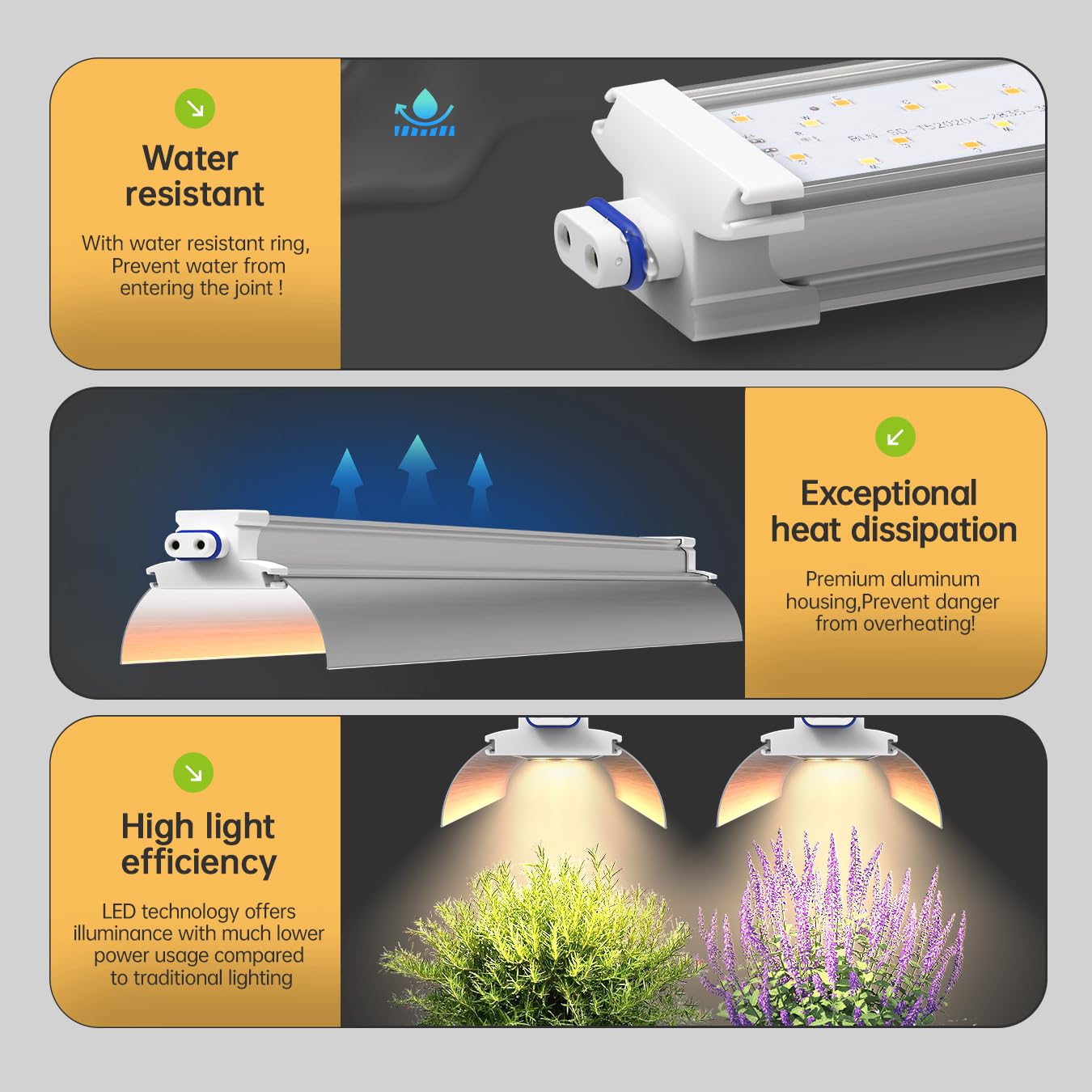 SpeePlant 2x18W modules show durable aluminum body and cooling design