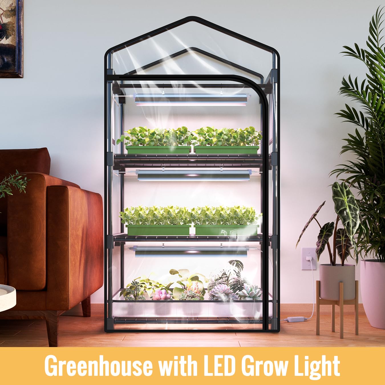 SpeePlant grow light 20W full-spectrum panel highlights seedlings and sprouts
