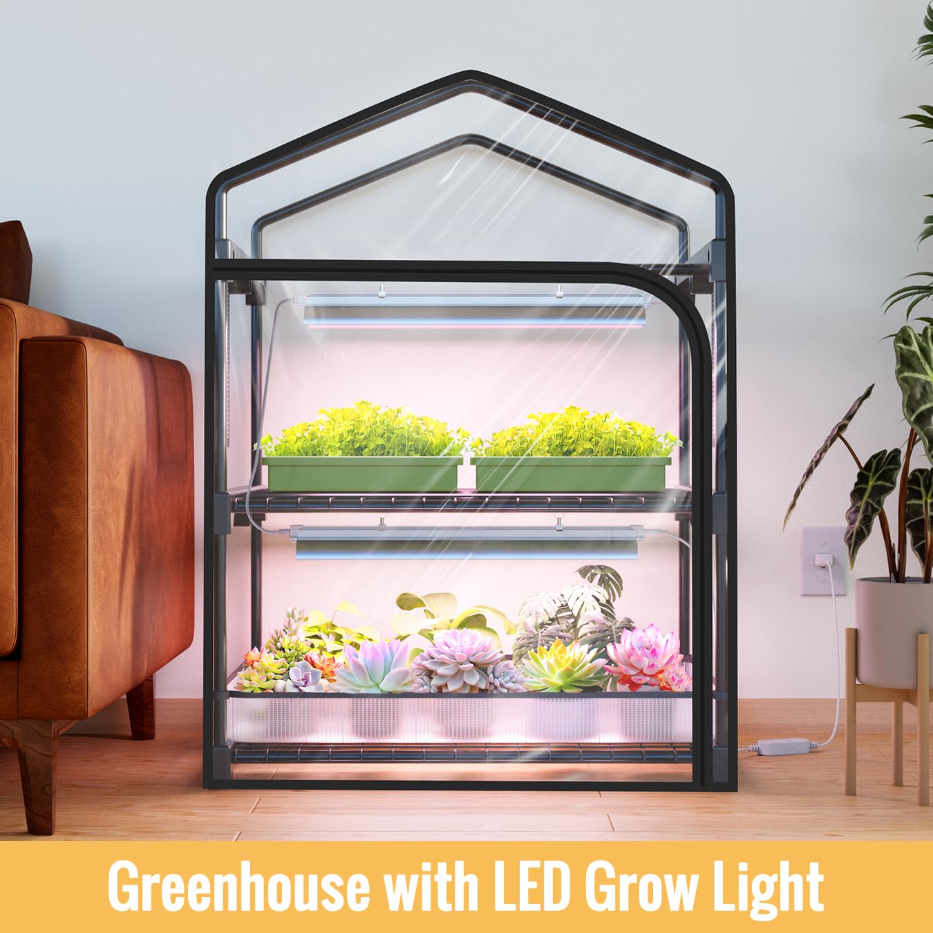 SpeePlant grow lights in action providing full spectrum for healthy foliage