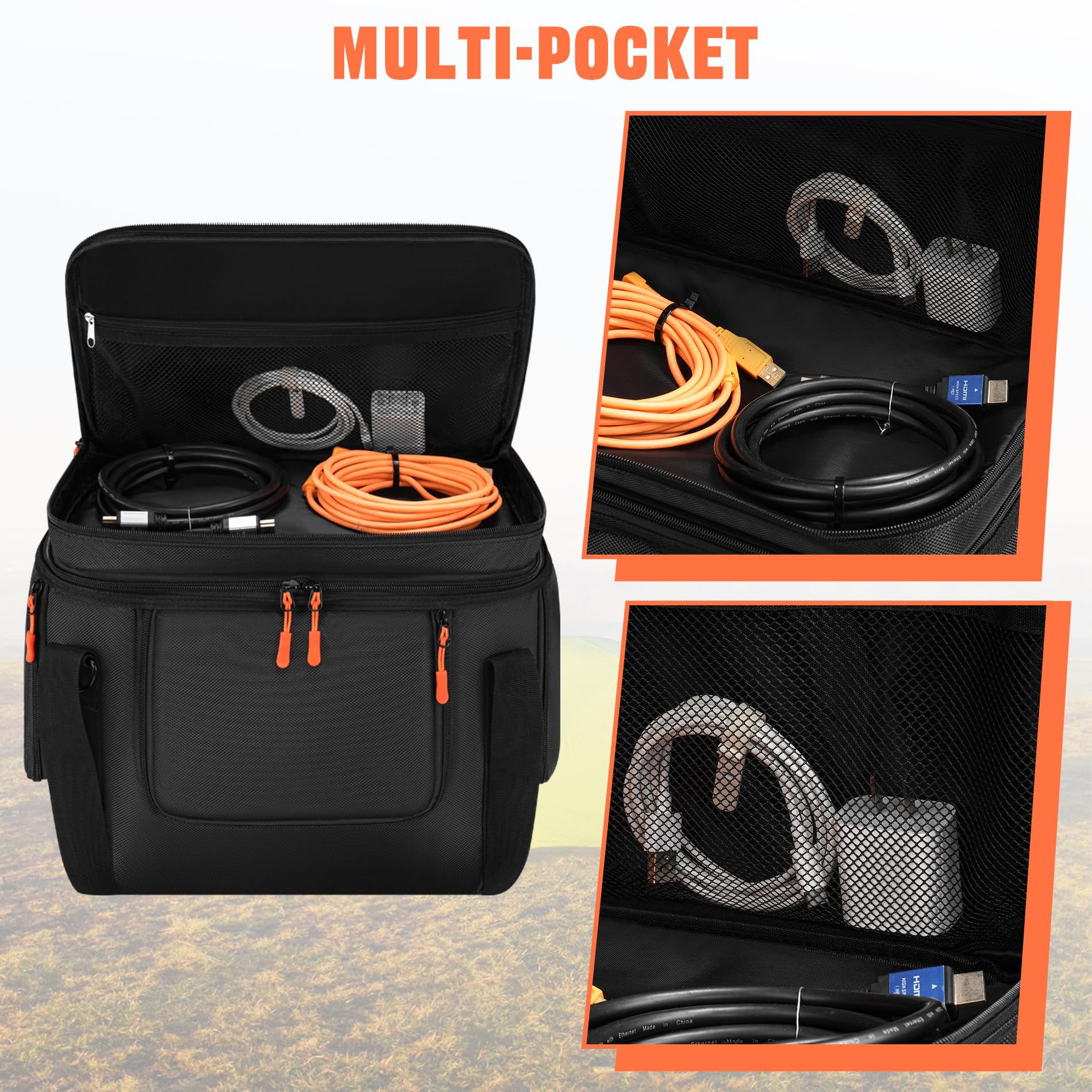 Speqerk bag front zipper provides quick access to power data without removal.