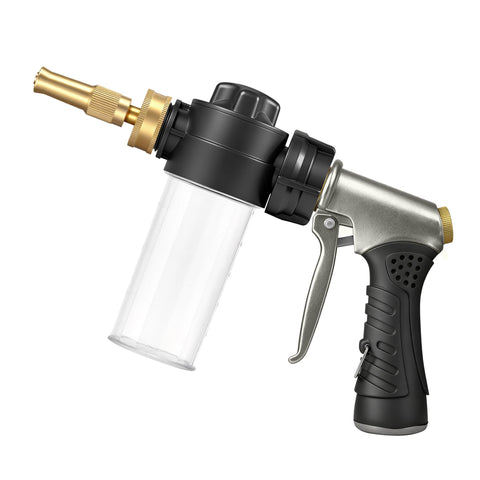 SPHAN garden hose nozzle with soap dispenser for car washing and garden care.