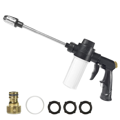 SPHAN high-pressure foam gun for garden hose with powerful spray and foam options.
